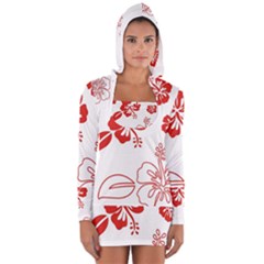 Hawaiian Flower Red Sunflower Women s Long Sleeve Hooded T-shirt by Mariart