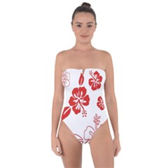 Hawaiian Flower Red Sunflower Tie Back One Piece Swimsuit by Mariart