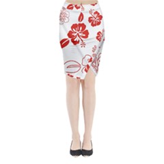 Hawaiian Flower Red Sunflower Midi Wrap Pencil Skirt by Mariart