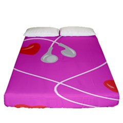 Heart Love Pink Red Fitted Sheet (queen Size)