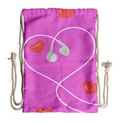 Heart Love Pink Red Drawstring Bag (large) by Mariart