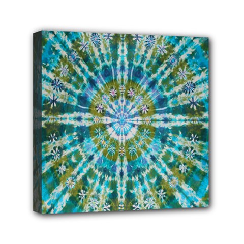 Green Flower Tie Dye Kaleidoscope Opaque Color Mini Canvas 6  x 6 