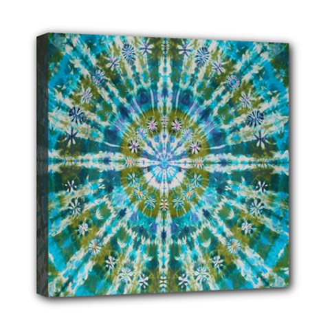 Green Flower Tie Dye Kaleidoscope Opaque Color Mini Canvas 8  x 8 