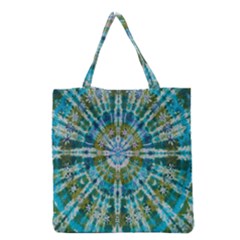 Green Flower Tie Dye Kaleidoscope Opaque Color Grocery Tote Bag