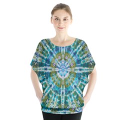 Green Flower Tie Dye Kaleidoscope Opaque Color Blouse