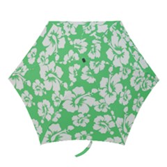 Hibiscus Flowers Green White Hawaiian Mini Folding Umbrellas