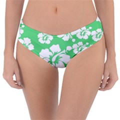 Hibiscus Flowers Green White Hawaiian Reversible Classic Bikini Bottoms by Mariart