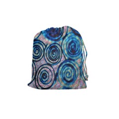 Green Blue Circle Tie Dye Kaleidoscope Opaque Color Drawstring Pouches (medium)  by Mariart