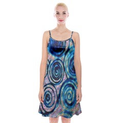 Green Blue Circle Tie Dye Kaleidoscope Opaque Color Spaghetti Strap Velvet Dress by Mariart