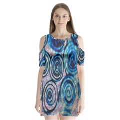 Green Blue Circle Tie Dye Kaleidoscope Opaque Color Shoulder Cutout Velvet  One Piece by Mariart