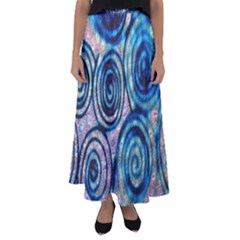 Green Blue Circle Tie Dye Kaleidoscope Opaque Color Flared Maxi Skirt by Mariart