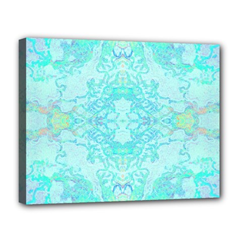 Green Tie Dye Kaleidoscope Opaque Color Canvas 14  X 11  by Mariart