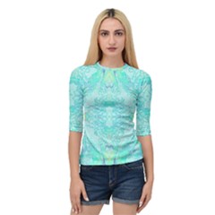 Green Tie Dye Kaleidoscope Opaque Color Quarter Sleeve Tee