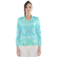 Green Tie Dye Kaleidoscope Opaque Color Wind Breaker (women)