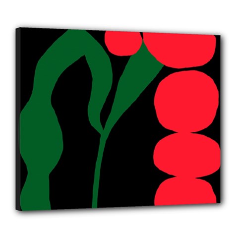 Illustrators Portraits Plants Green Red Polka Dots Canvas 24  X 20 