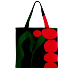 Illustrators Portraits Plants Green Red Polka Dots Zipper Grocery Tote Bag by Mariart