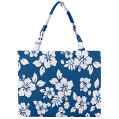 Hibiscus Flowers Seamless Blue White Hawaiian Mini Tote Bag