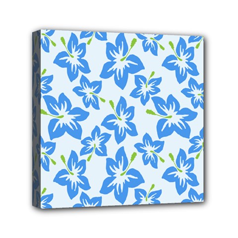 Hibiscus Flowers Seamless Blue Mini Canvas 6  X 6 