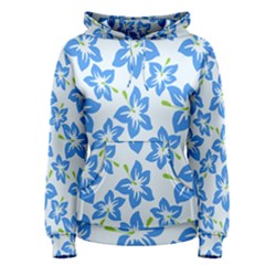 Hibiscus Flowers Seamless Blue Women s Pullover Hoodie