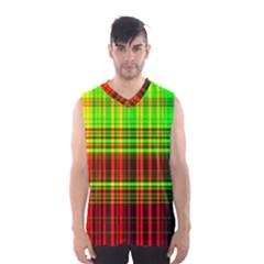 Line Light Neon Red Green Men s Basketball Tank Top