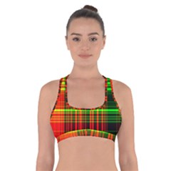 Line Light Neon Red Green Cross Back Sports Bra