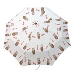 Insulated Owl Tie Bow Scattered Bird Folding Umbrellas by Mariart