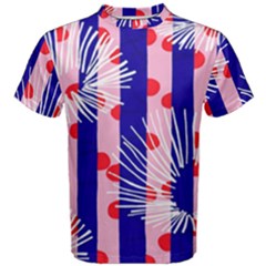 Line Vertical Polka Dots Circle Flower Blue Pink White Men s Cotton Tee by Mariart