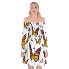 Butterfly Spoonflower Off Shoulder Skater Dress