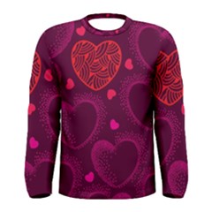 Love Heart Polka Dots Pink Men s Long Sleeve Tee