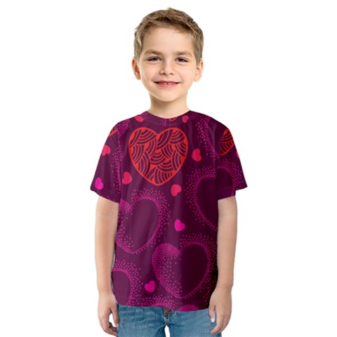 Love Heart Polka Dots Pink Kids  Sport Mesh Tee by Mariart