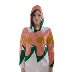 Peach Sunflower Flower Pink Green Hooded Wind Breaker (women) by Mariart