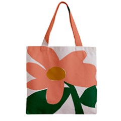 Peach Sunflower Flower Pink Green Zipper Grocery Tote Bag