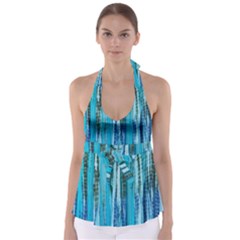 Line Tie Dye Green Kaleidoscope Opaque Color Babydoll Tankini Top by Mariart