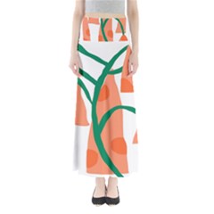 Portraits Plants Carrot Polka Dots Orange Green Full Length Maxi Skirt by Mariart