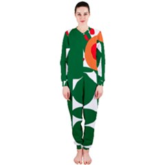 Portraits Plants Sunflower Green Orange Flower Onepiece Jumpsuit (ladies)  by Mariart