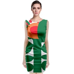 Portraits Plants Sunflower Green Orange Flower Sleeveless Velvet Midi Dress