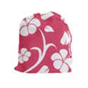 Pink Hawaiian Flower White Drawstring Pouches (Extra Large) View1