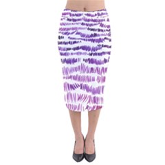 Original Feather Opaque Color Purple Velvet Midi Pencil Skirt by Mariart