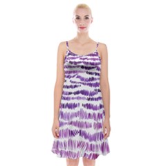 Original Feather Opaque Color Purple Spaghetti Strap Velvet Dress by Mariart