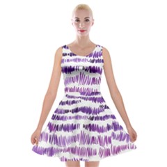 Original Feather Opaque Color Purple Velvet Skater Dress by Mariart