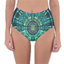 Peacock Throne Flower Green Tie Dye Kaleidoscope Opaque Color Reversible High-Waist Bikini Bottoms View3