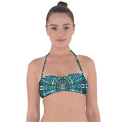 Peacock Throne Flower Green Tie Dye Kaleidoscope Opaque Color Halter Bandeau Bikini Top by Mariart