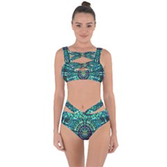 Peacock Throne Flower Green Tie Dye Kaleidoscope Opaque Color Bandaged Up Bikini Set  by Mariart