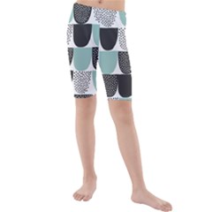 Sugar Blue Fabric Polka Dots Circle Kids  Mid Length Swim Shorts by Mariart