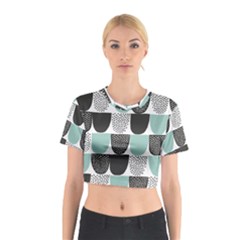 Sugar Blue Fabric Polka Dots Circle Cotton Crop Top by Mariart