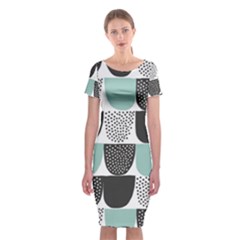 Sugar Blue Fabric Polka Dots Circle Classic Short Sleeve Midi Dress by Mariart