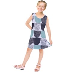 Sugar Blue Fabric Polka Dots Circle Kids  Tunic Dress by Mariart