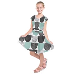 Sugar Blue Fabric Polka Dots Circle Kids  Short Sleeve Dress by Mariart