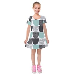 Sugar Blue Fabric Polka Dots Circle Kids  Short Sleeve Velvet Dress by Mariart