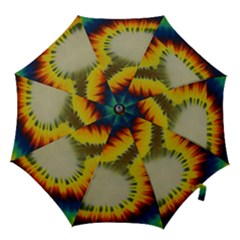Red Blue Yellow Green Medium Rainbow Tie Dye Kaleidoscope Opaque Color Hook Handle Umbrellas (large)